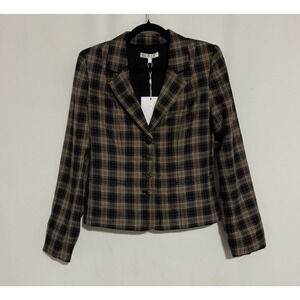 WAYF Blazer Jacket Small New Plaid Check Brown Black Fall